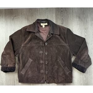 Colebrook & Co. 100% Leather Vintage Dark Brown Corduroy Cuff  Bomber Jacket